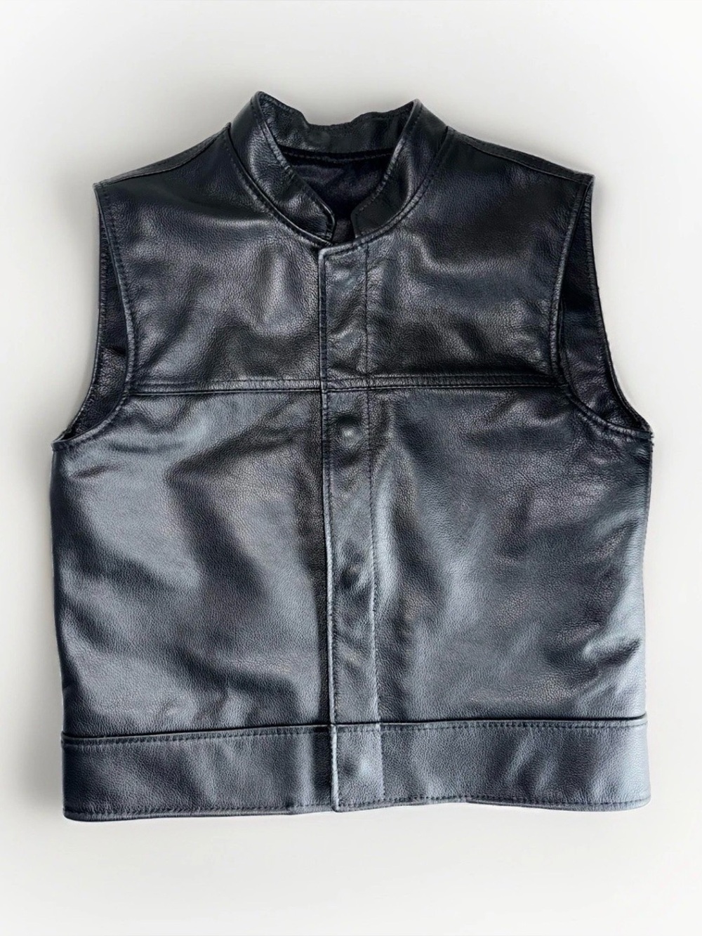 JOHNSON LEATHERS San Francisco Cowhide Snap Button Club Moto Minimalist Vest 38